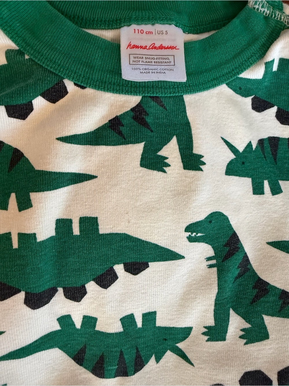 Hanna Andersson 5T Pajama Set - Green Dinosaur Design - Picture 3 of 4